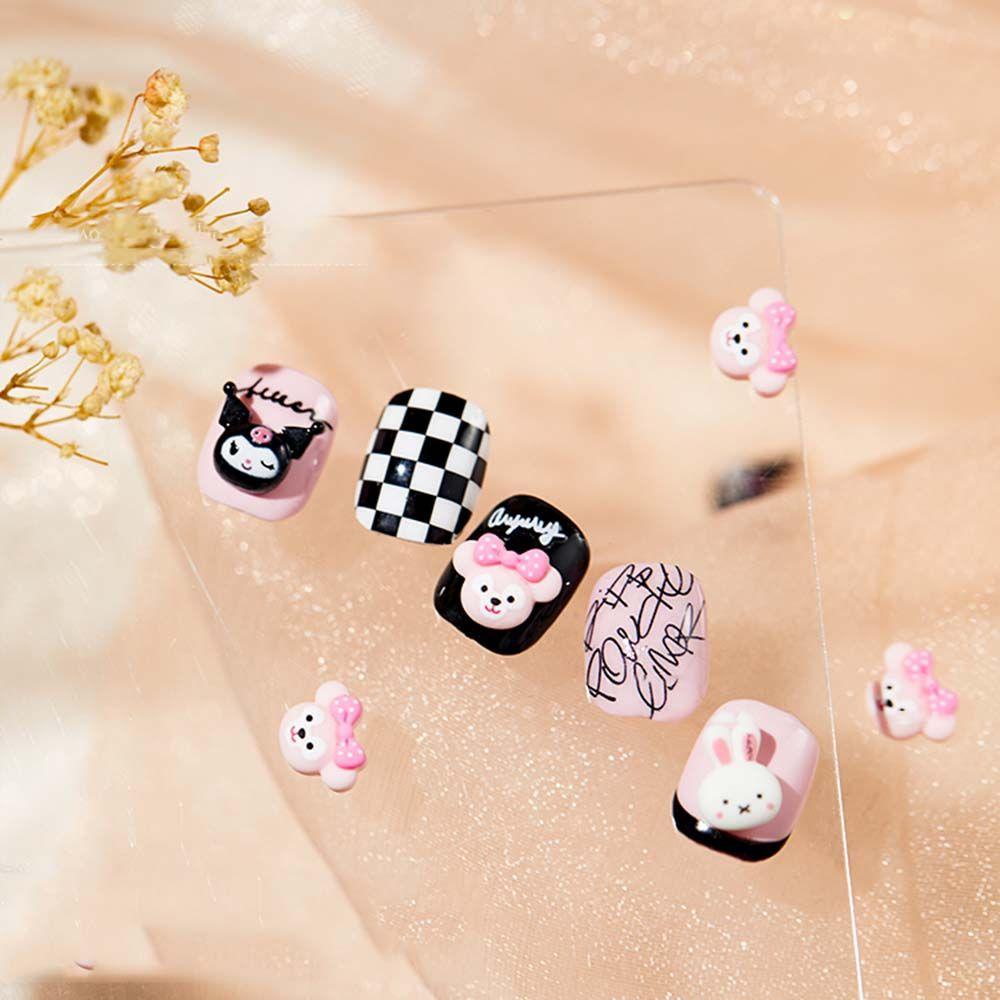 Agustinina Kartun Nail Art Kawaii Manis Strawberry Bear Kucing Gadis Kecil Bunny DIY Perhiasan Nail Art