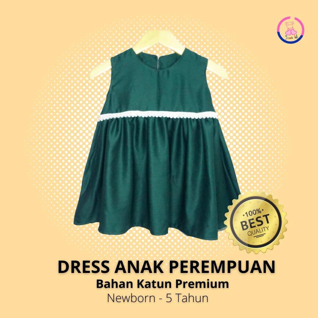Dress Anak Warna Hijau Botol renda