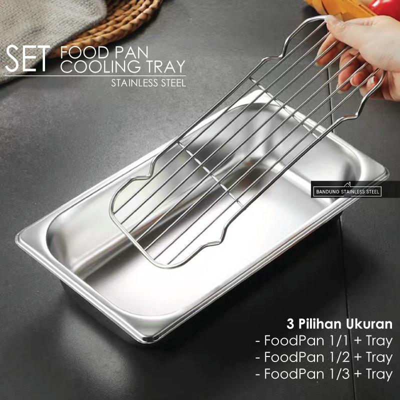 Cooling Tray SET Food Pan 1/3 Tatakan Saringan Peniris Minyak Panggangan Multifungsi Medium Large