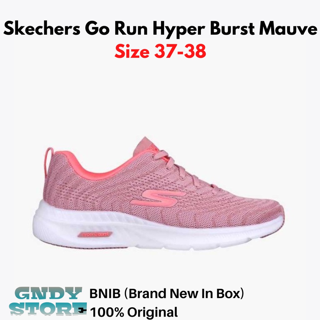 Sepatu Lari Wanita Skechers Go Run Hyper Burst 128168/MVE Mauve Women Original BNIB 100%