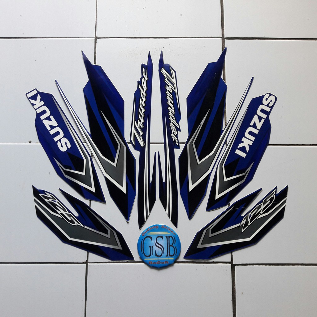 stiker lis motor thunder 125 2008 biru
