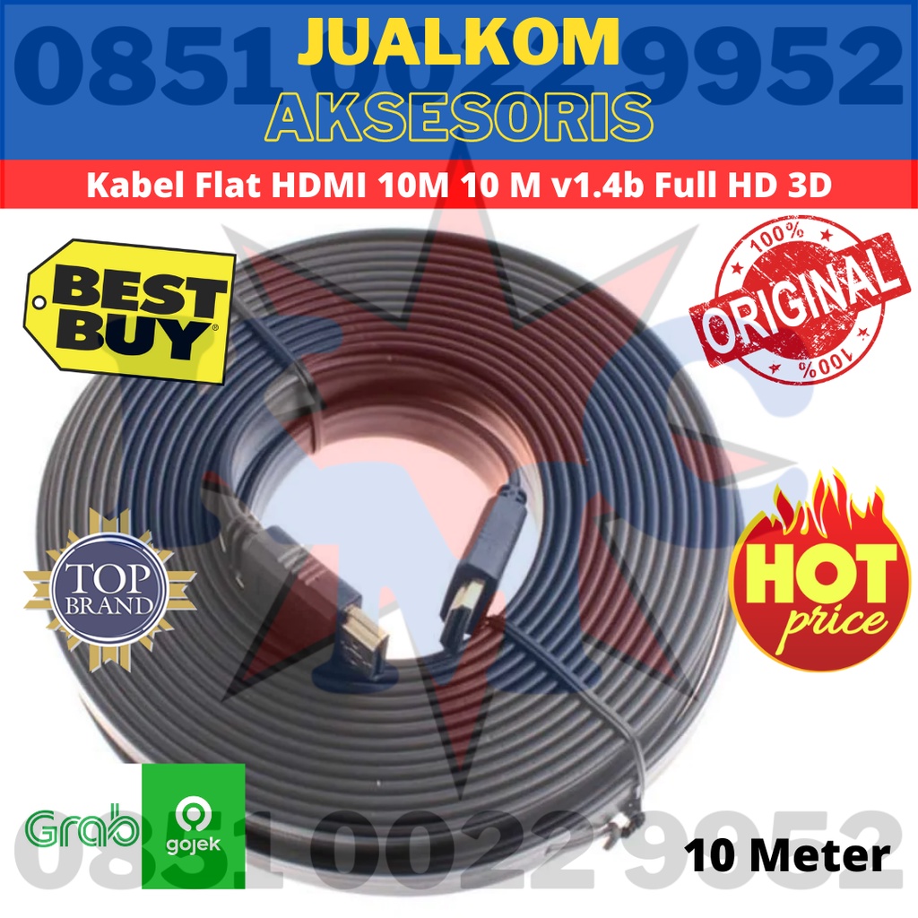 Kabel Flat HDMI 10M 10 M v1.4b Full HD 3D