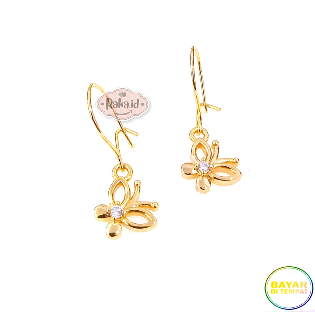 Anting Clip / Klip Motif Kupu Miring Jurai Perhiasan Aksesoris Wanita 1073