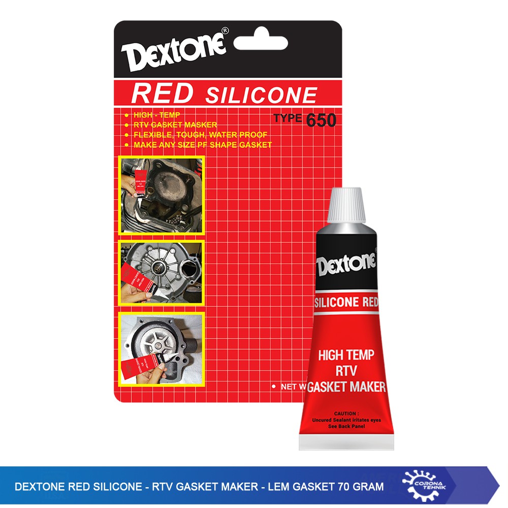 Dextone Red Silicone - RTV Gasket Maker - Lem Gasket 70 gram