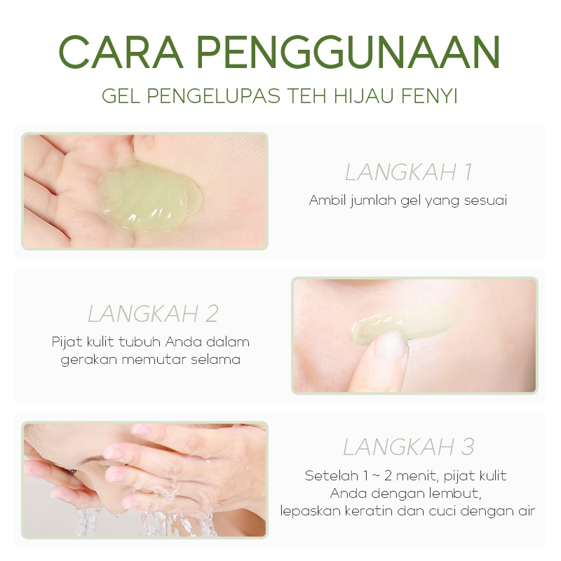 BPOM Fenyi Green Tea Peeling Gel Mengangkat Kulit Mati Komedo Scrub Pemutih Menghaluskan Kulit 60g