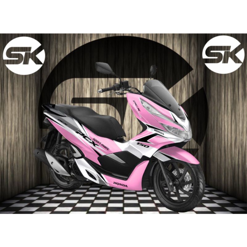 sticker decal full body Honda PCX pink putih