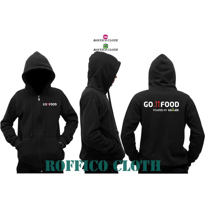 Jaket Hoodie Zipper Go Food Powered By Gojek - HItam