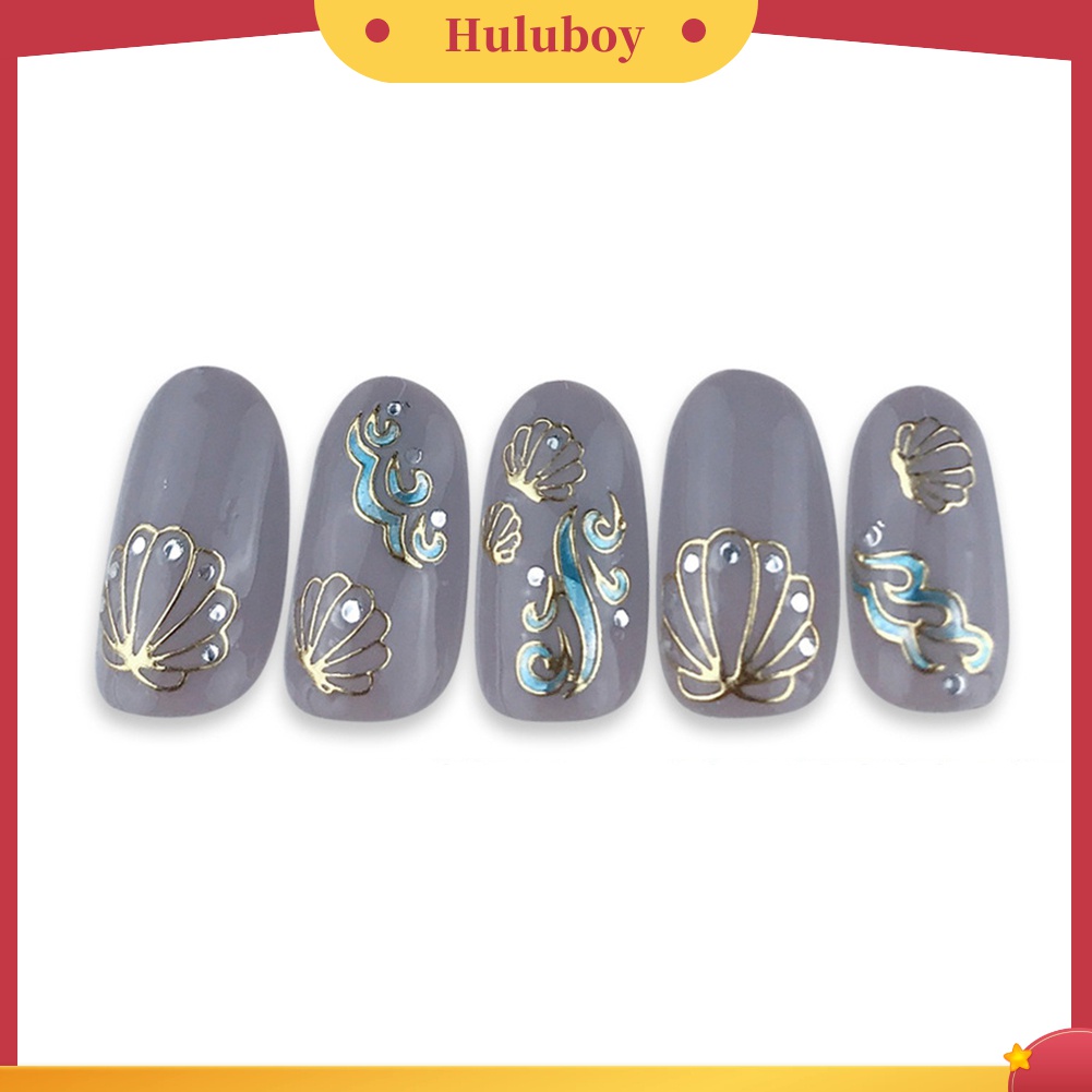 Huluboy Huluboy♡ Stiker Kuku 3D Bentuk Kerang Bintang Laut Geometris Untuk Dekorasi Manicure