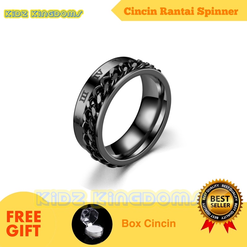 Cincin Rantai Spinner Stainless Steel Fashion