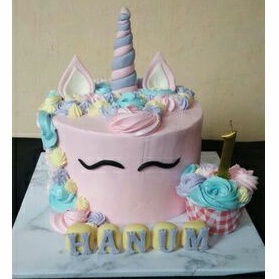 

Kue Ulang Tahun / Tart Cake Karakter Unicorn Tanduk Fondant