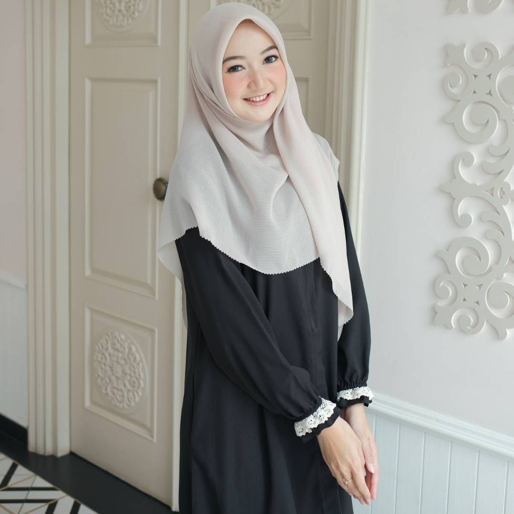 Amira dress Gamis Princess Casual dress daily gamis renda baju muslimah BISA COD-Black
