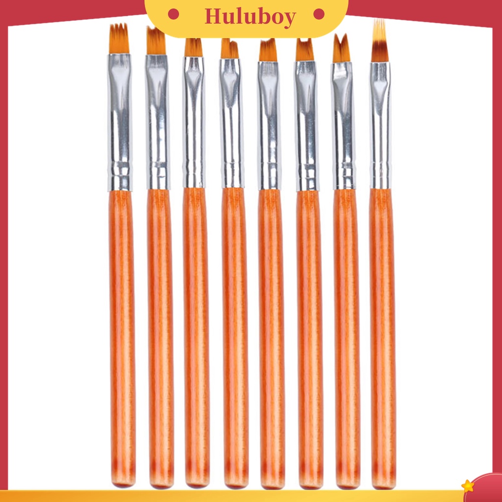 Huluboy Huluboy♡ 8pcs / Set Pen Brush Untuk Menggambar Bunga / Garis Kutek UV Gel Manicure