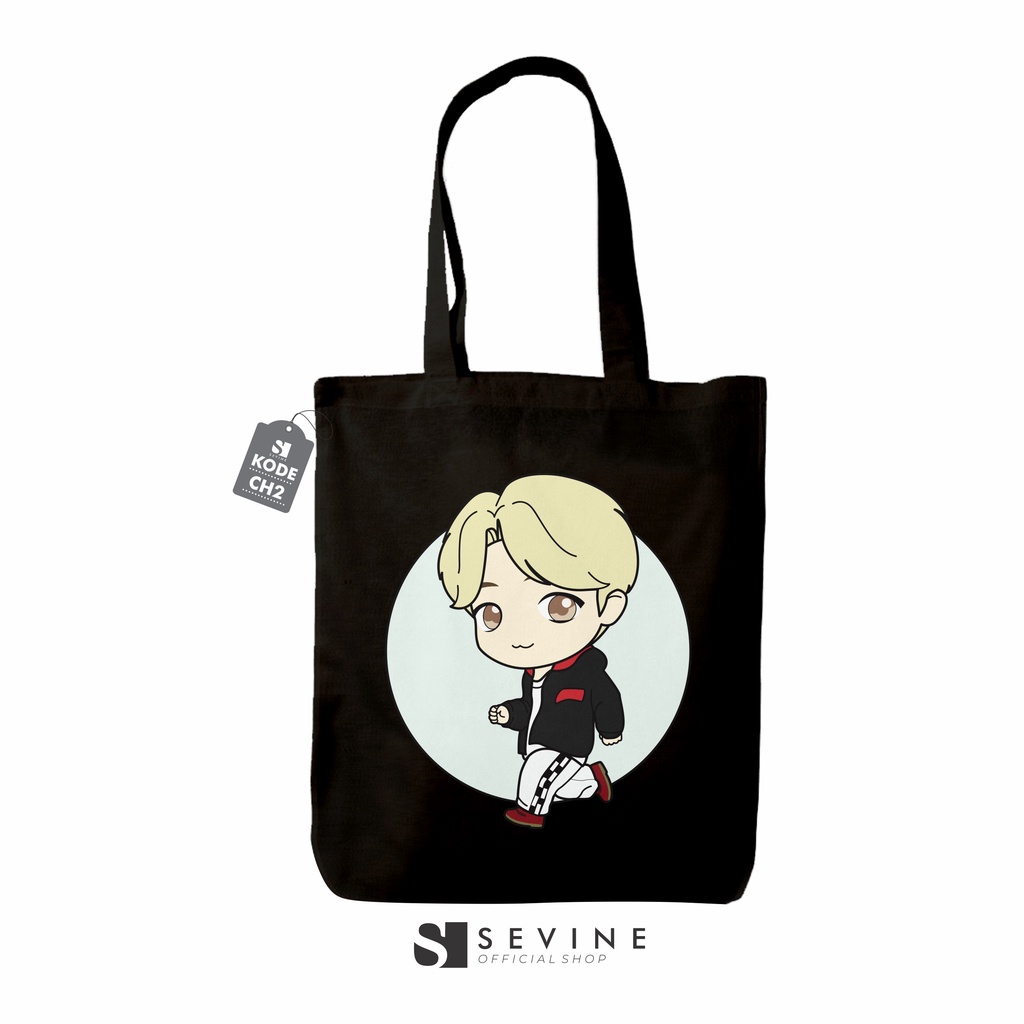 Sevine Totebag Tas Wanita Tote bag Resleting Korean Style Cartoon Black Series - CH2