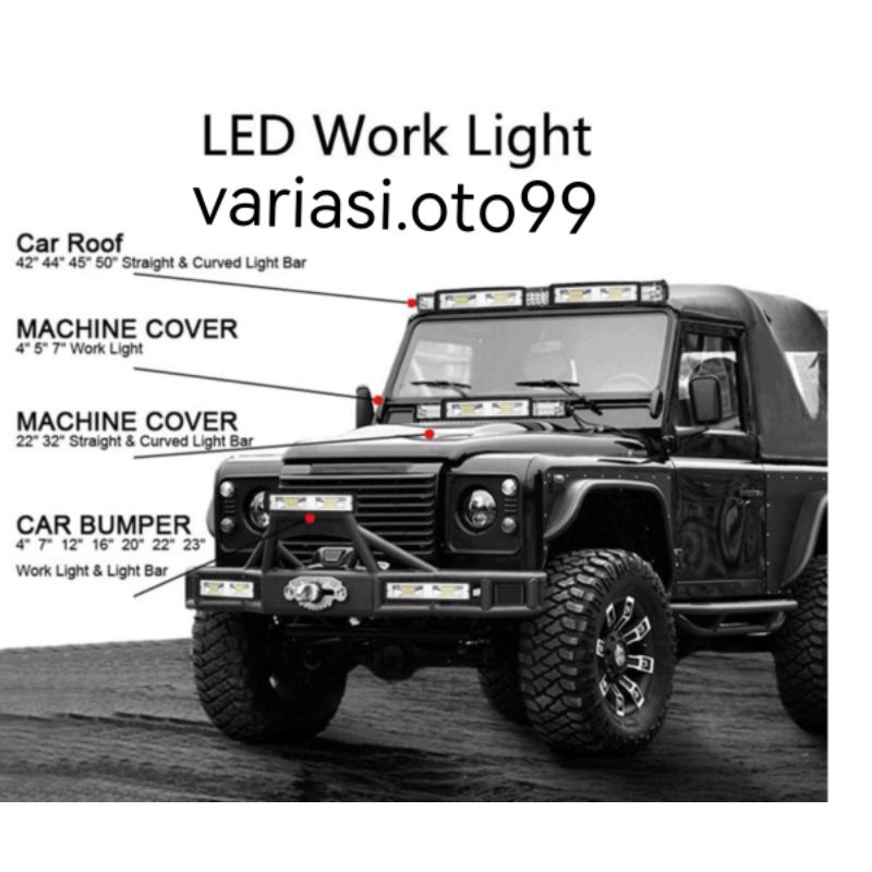 Lampu Tembak Sorot LED 16 Titik Mata CWL 48 Watt Cree 48W Lampu Motor Mobil Bahan Aluminum 12V&amp;24V Work Light Bar 48W