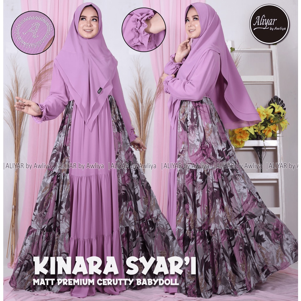 KINARA SYAR'I ORIGINAL ALIYAR BY AWLIYA//GAMIS KINARA SYAR'I//DRESS KINARA//BUSUI FRIENDLY//DRESS EL