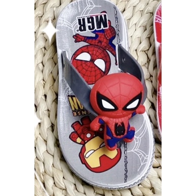 Sandal Jepit Karet Anak Cowok Laki Kepala Spiderman Avenger Timbul Keren Premium MGR Mokaya Balance(1859-8)/Size 24-29|30-35