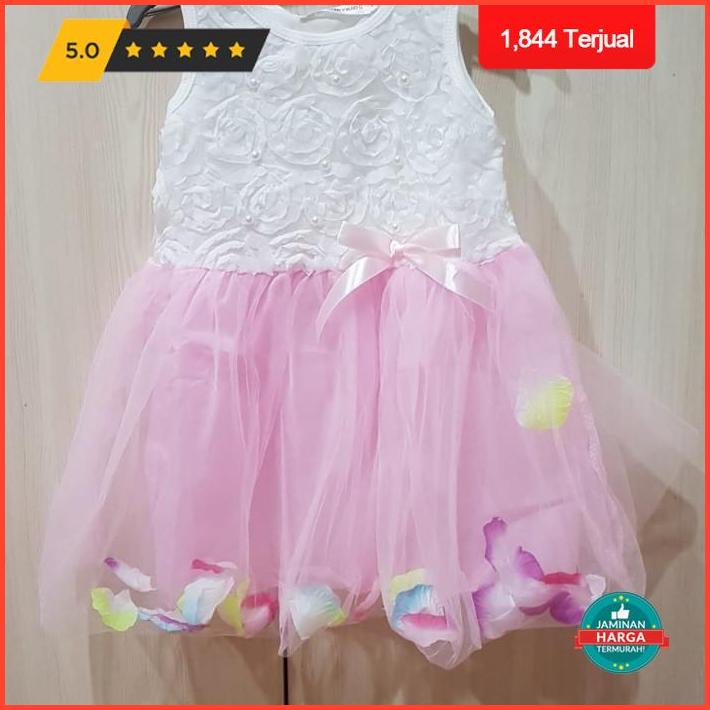 Baju Gaun Pesta Bayi Anak Perempuan - 0-6 Bulan, Merah