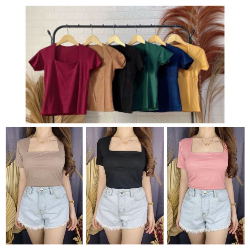 crop top square/crop top korea/kaos square/kaos polos square