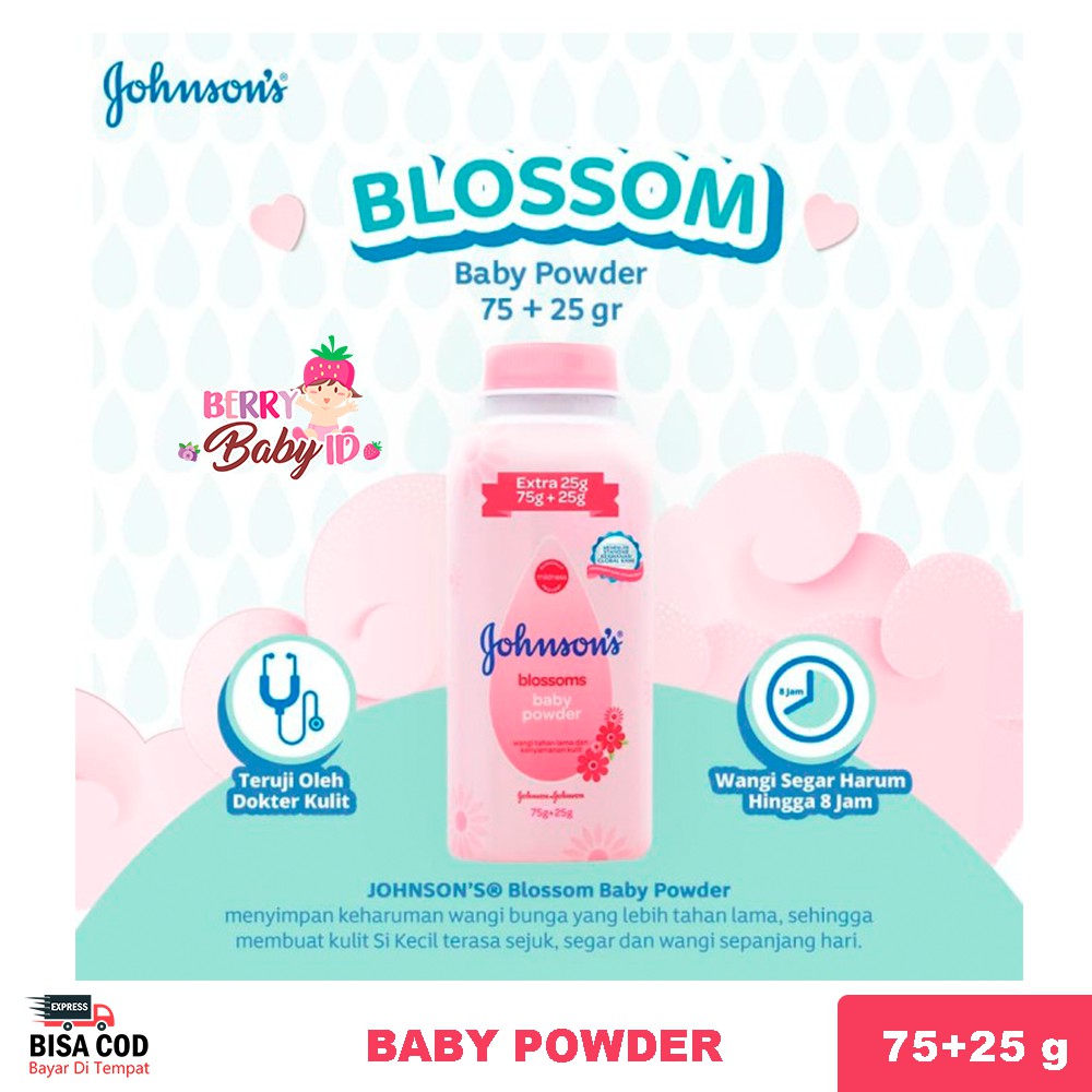 Johnson's Baby Powder Blossoms Bedak Tabur Bayi Floral 75 gr Johnsons Berry Mart