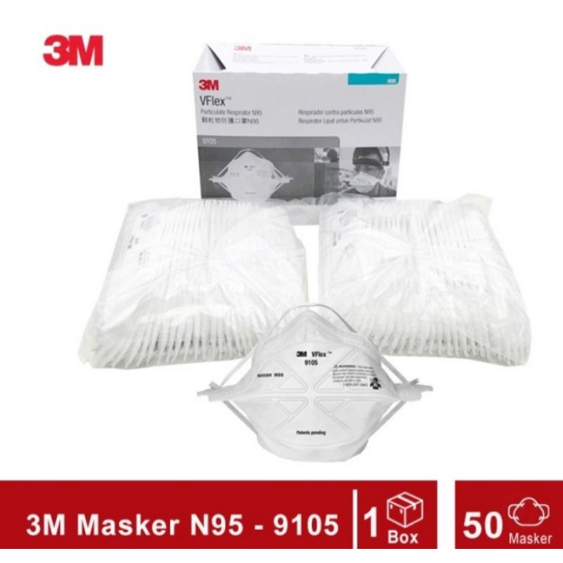 Masker Vflex 3M 9105 / Masker Medis 3m / Masker N95  Respirator Particulate 1 Box
