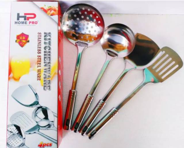 KITCHEN TOOLS PERALATAN DAPUR STAINLESS SPATULA SET ISI 4