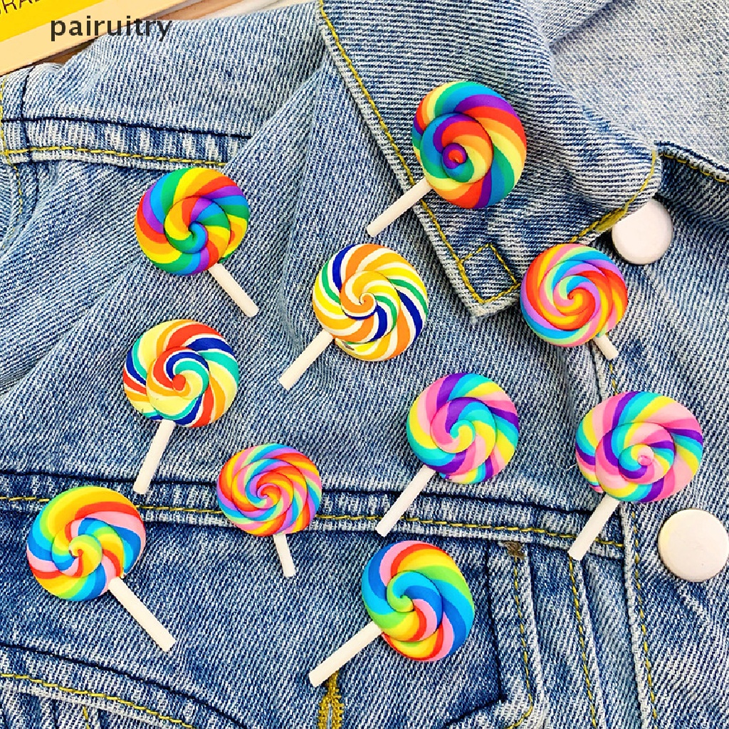 Prt Bros Pin Handmade DIY Desain Permen Lolipop Pelangi Multi Warna Untuk Aksesoris Wanita PRT