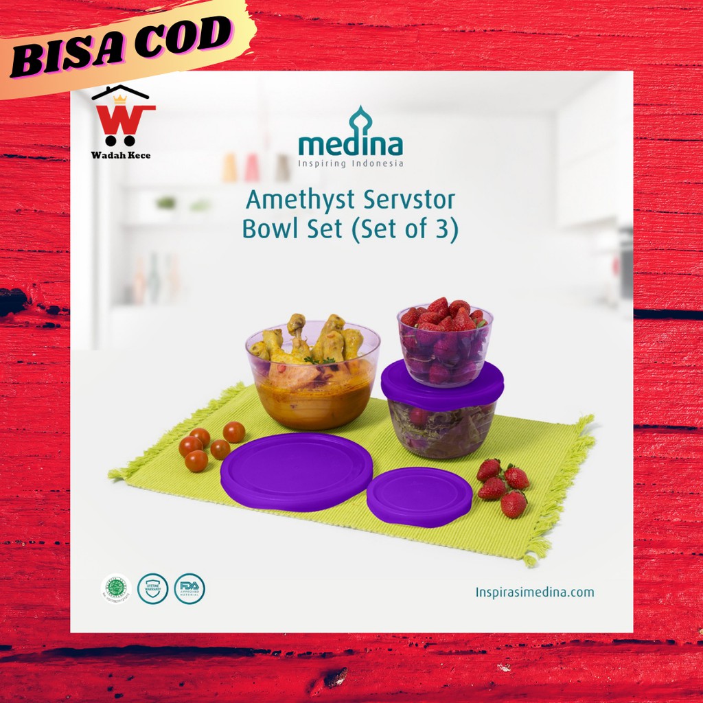 AMETHYST SERVSTOR BOWL SET (SET OF 3) / MANGKOK / WADAH MAKANAN / MANGKOK SET / WADAH PLASTIK
