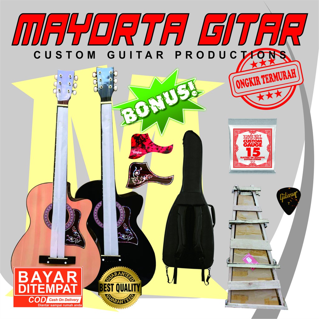 gitar akustik pemula gratis packing kayu-1