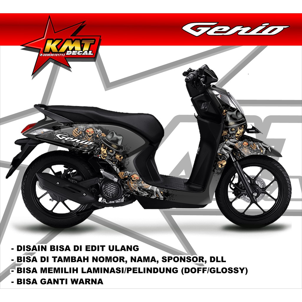 Sticker Decal Full Honda Genio Jerings Hitam Abu Abu Shopee