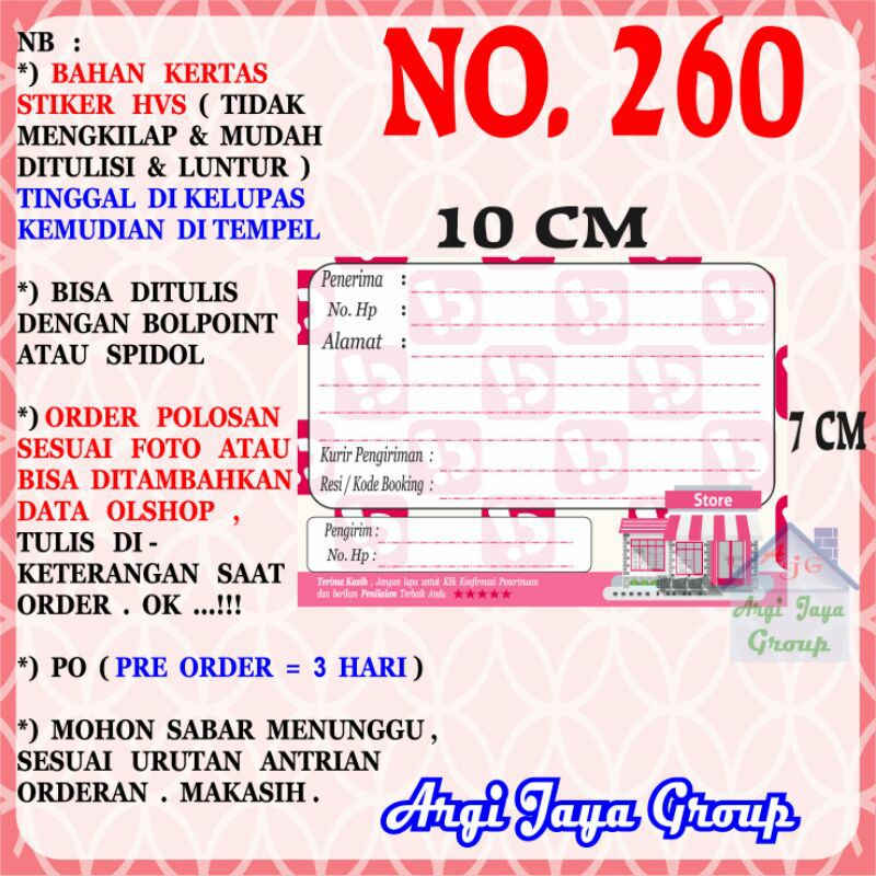 

Stiker HVS - Stiker Pengiriman - Sticker Alamat Olshop Murah Nomer 260-10x7cm