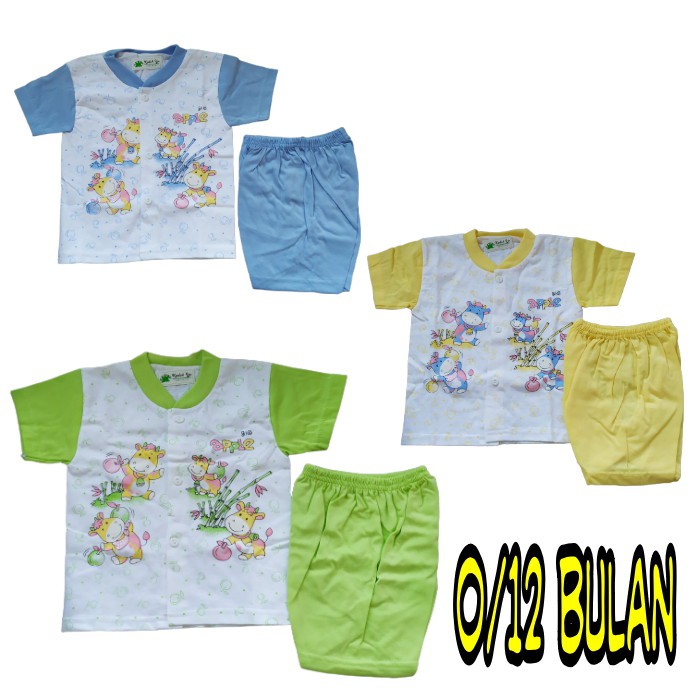 [kg2] Setelan Pakaian Bayi Lengan Pendek Warna Uaia 6 Sampe 12 bulan