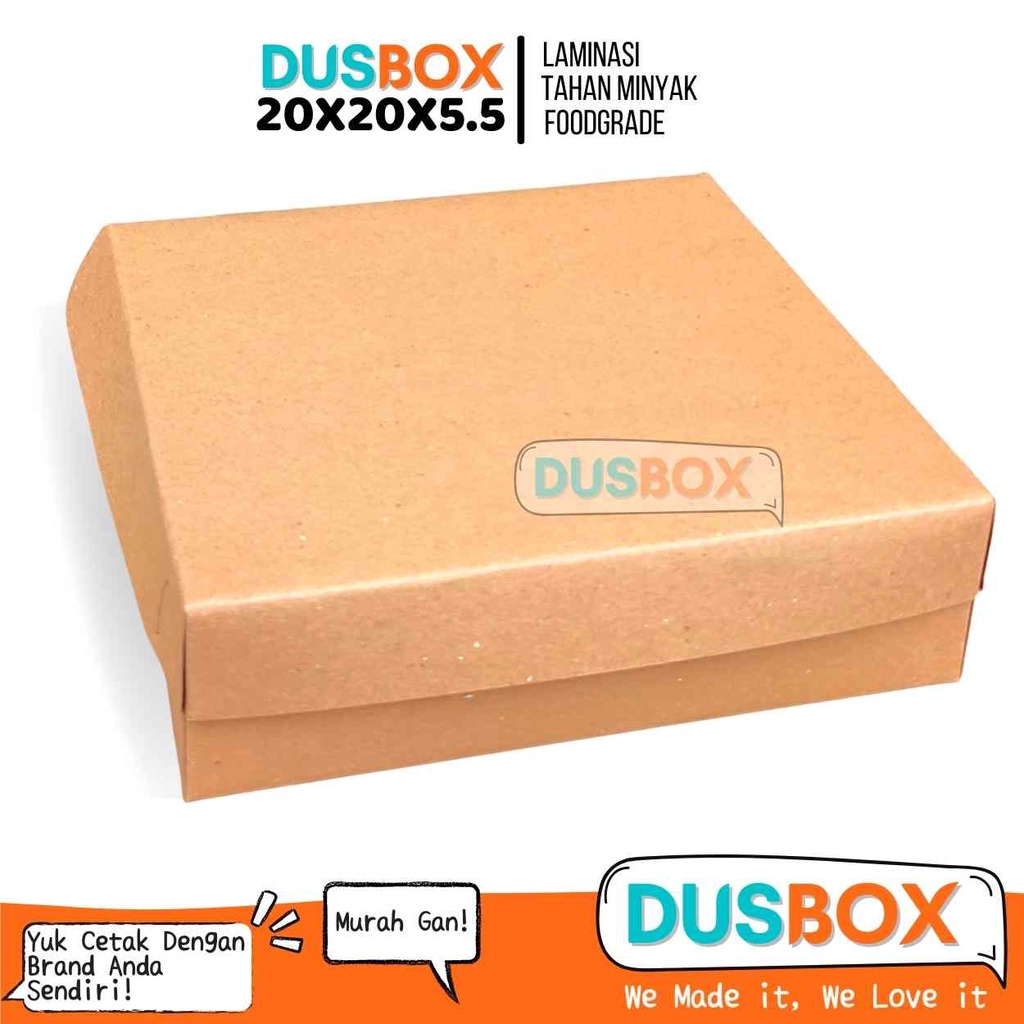 Dus Kemasan Pizza / Dus Brownies / Dus Donat / Dus Bolu / Dus Bomboloni  ukuran 20x20x5,5 Laminasi