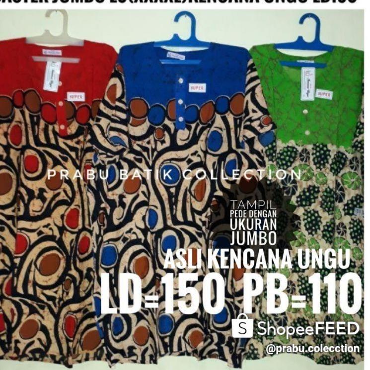 [ARE.10Jn22ᴳ] KENCANA UNGU/Daster jumbo 5 L (LD 150)kancing depan lengan pendek#Batik kencana ungu#