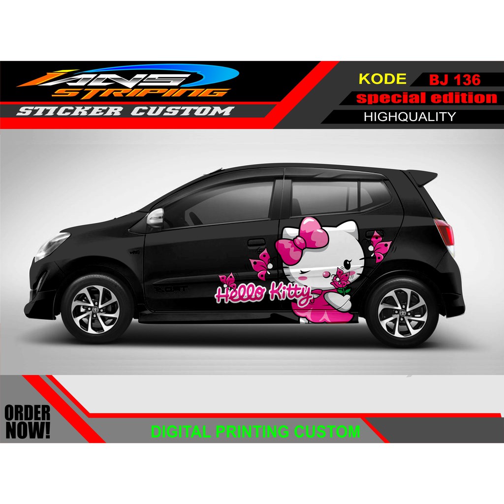 STIKER MOBIL AYLA AGYA HELLO KITTY