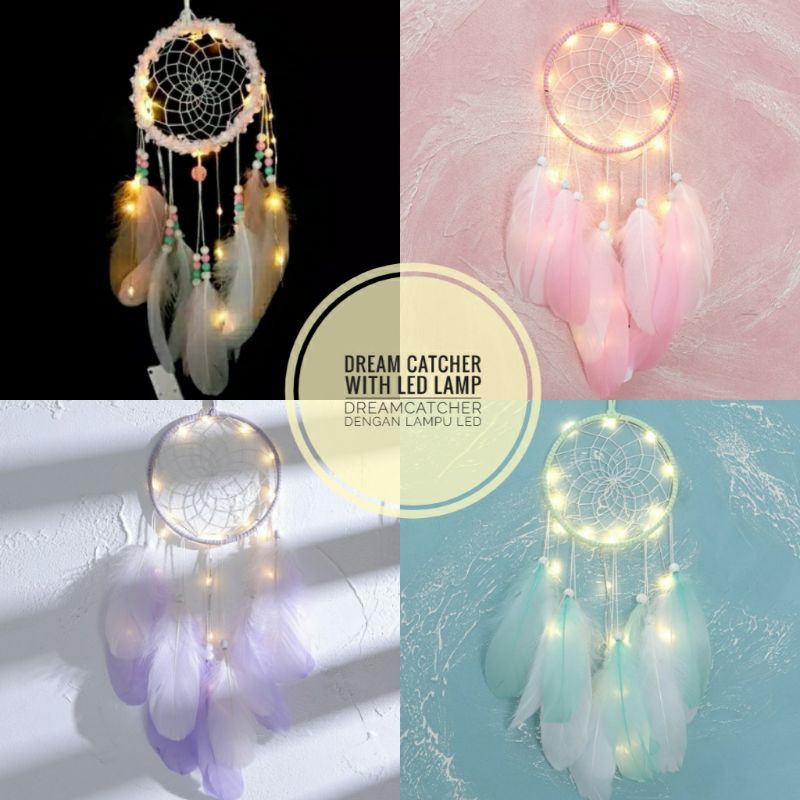 READY Indonesia DREAM CATCHER with LED LAMP | Hiasan dinding Dreamcatcher lampu tidur