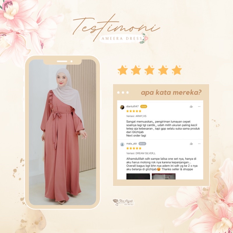 GlizHijab | Ameena Dress | Gamis Remaja Muslimah Terbaru Fashion Wanita Gamis Cringkle Ukuran XS - JUMBO-8
