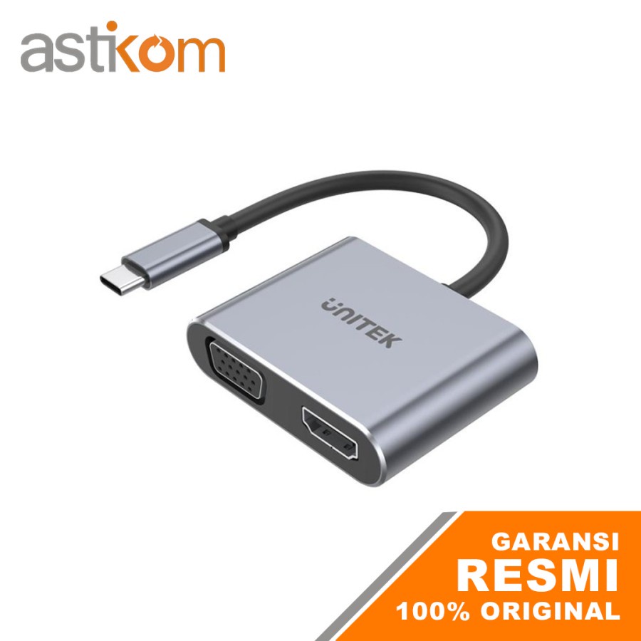 Adaptor Converter Type C to VGA HDMI V1126A UNITEK 4K 60Hz USB C HDMI