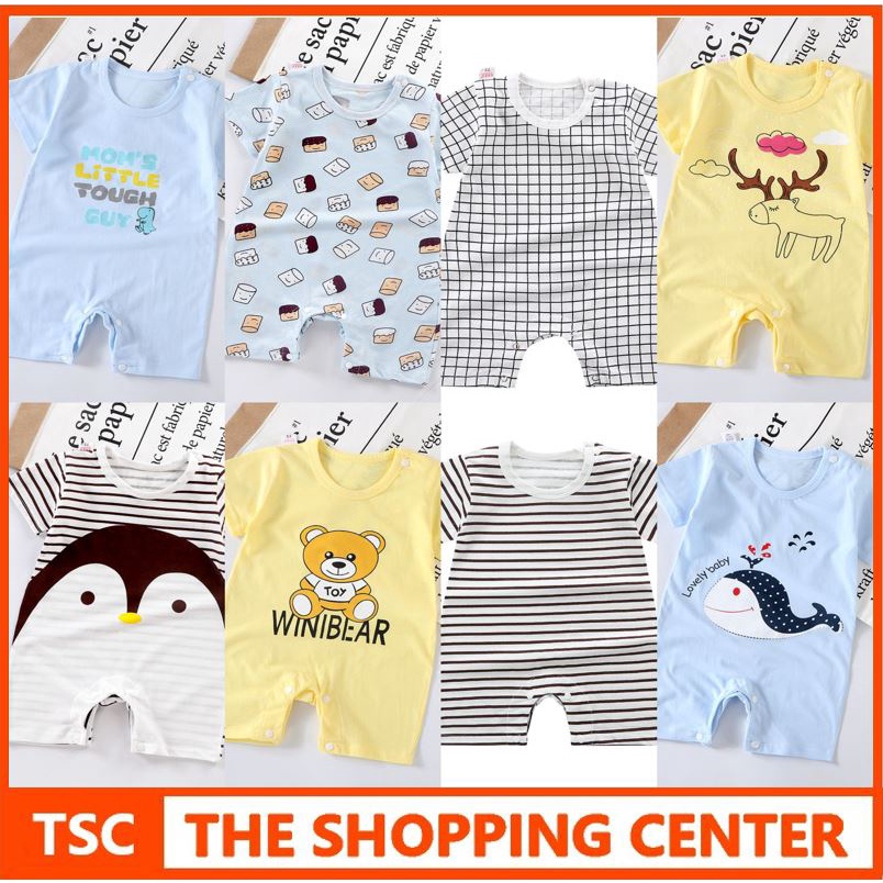 TSC - Romper Bayi Laki-Laki/Perempuan Lengan Pendek Tulisan Baby Jumper Pakaian Bayi