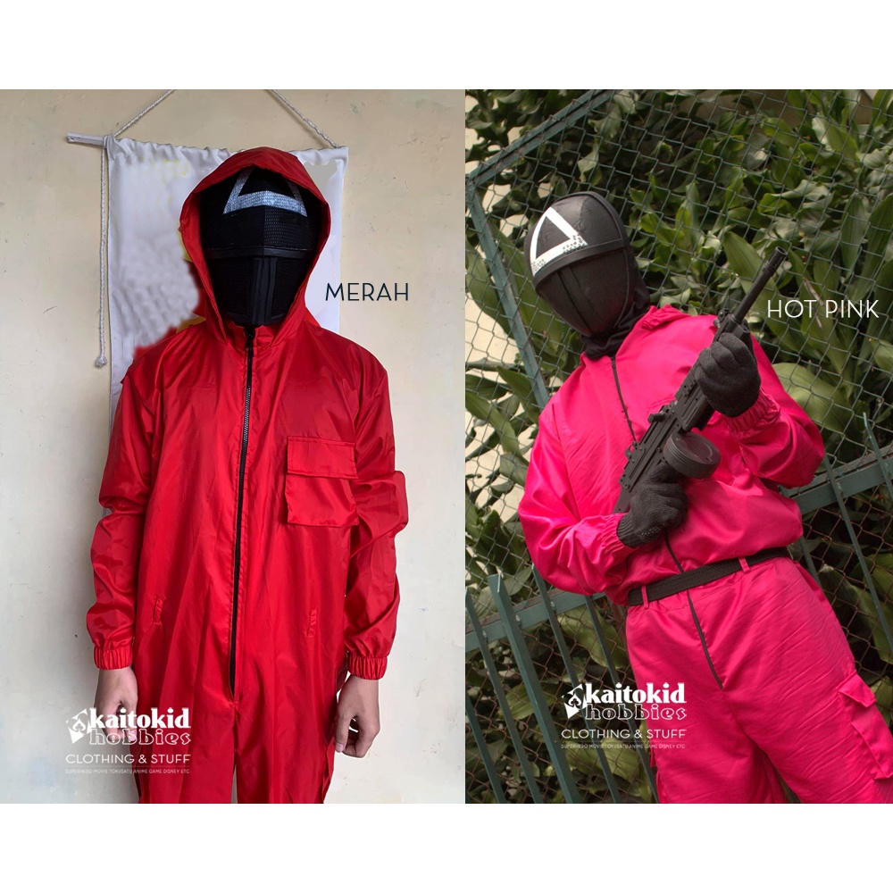 Jaket Penjaga SQUID GAME JumpSuit Jacket APD Hazmat merah atau Hot Pink