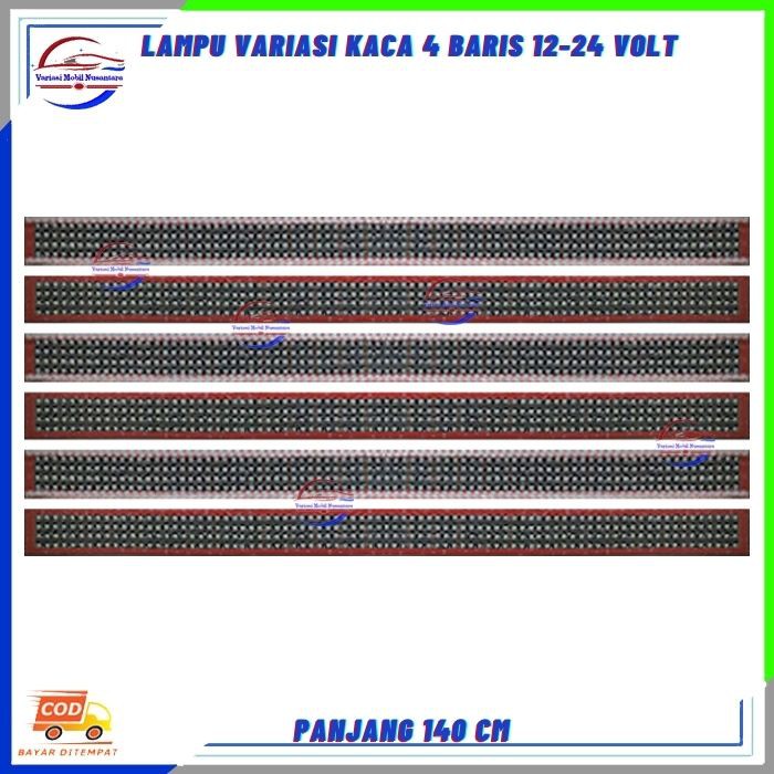 Lampu Led Variasi Kaca Depan Rgb 4 Baris 140 cm Variasi Mobil Bus Truk Truck Canter 12-24 Volt