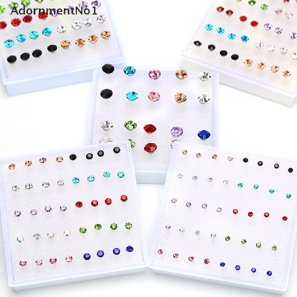 (AdornmentNo1) 10 Pasang / 20 Pasang / Set Anting Tusuk Kecil Hias Kristal Berlian Imitasi Untuk Wanita