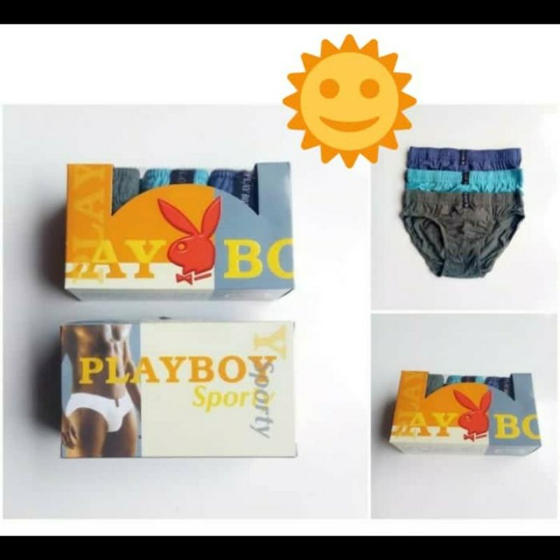 1 PACK ISI 3 PCS CELANA DALAM PRIA PLAYBOY SPORTY 082 - CELANA PRIA SEGITIGA PRODUK ORIGINAL