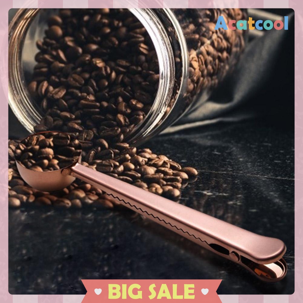 Tea Coffee Measuring Cup Scoop with Portable Bag Seal Clip Kitchen Supplies