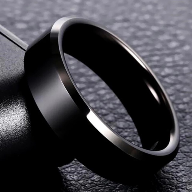 Cincin Pria Titanium Black Silver Gold Polos Simple JCP-013