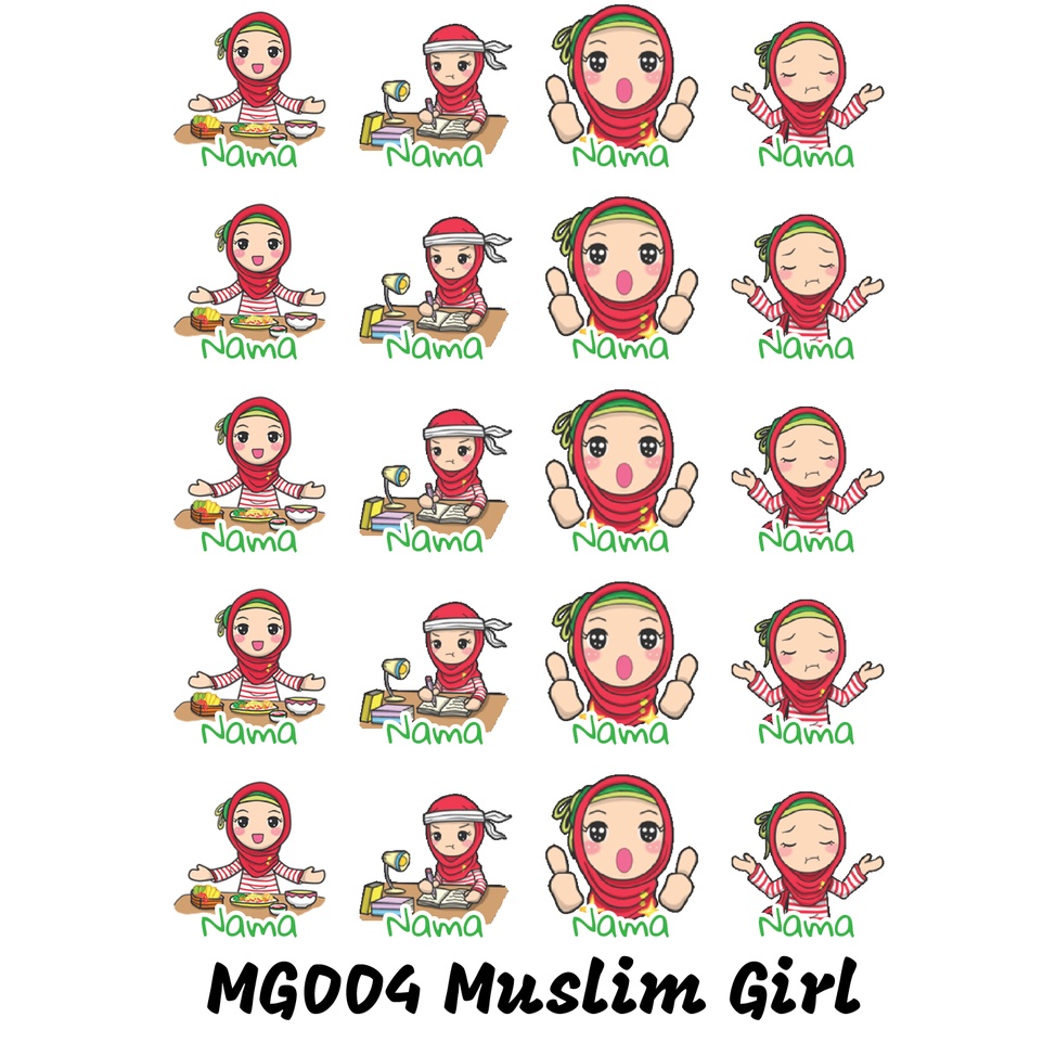 

Sticker Nama Cutting Label Waterproof Tahan Air Muslim Girl 04 (MG004)