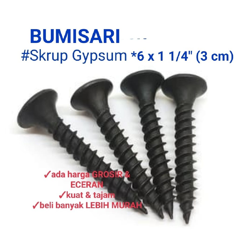 SKRUP GYPSUM / GIPSUM 6 X 1 1/4 (3 CM) / - per DUS isi +/- (1.000) PCS