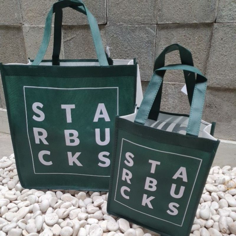 Tas kain Starbucks belanja bahan spunbond original murah