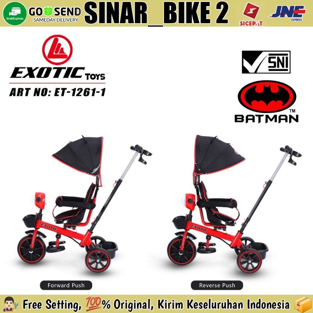 Sepeda Roda Tiga 3 EXOTIC ET-1262 &amp; ET-1261-1 Batman Dark Knight Tricycle Anak