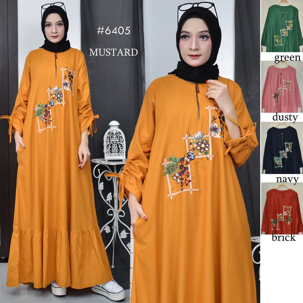 GAMIS JUMBO.GAMIS MURAH.GLD CHART. REAL PICT. GAMIS JUMBO BORDIR.LD 120 CM.BAHAN KATUN LINEN IMPORT.