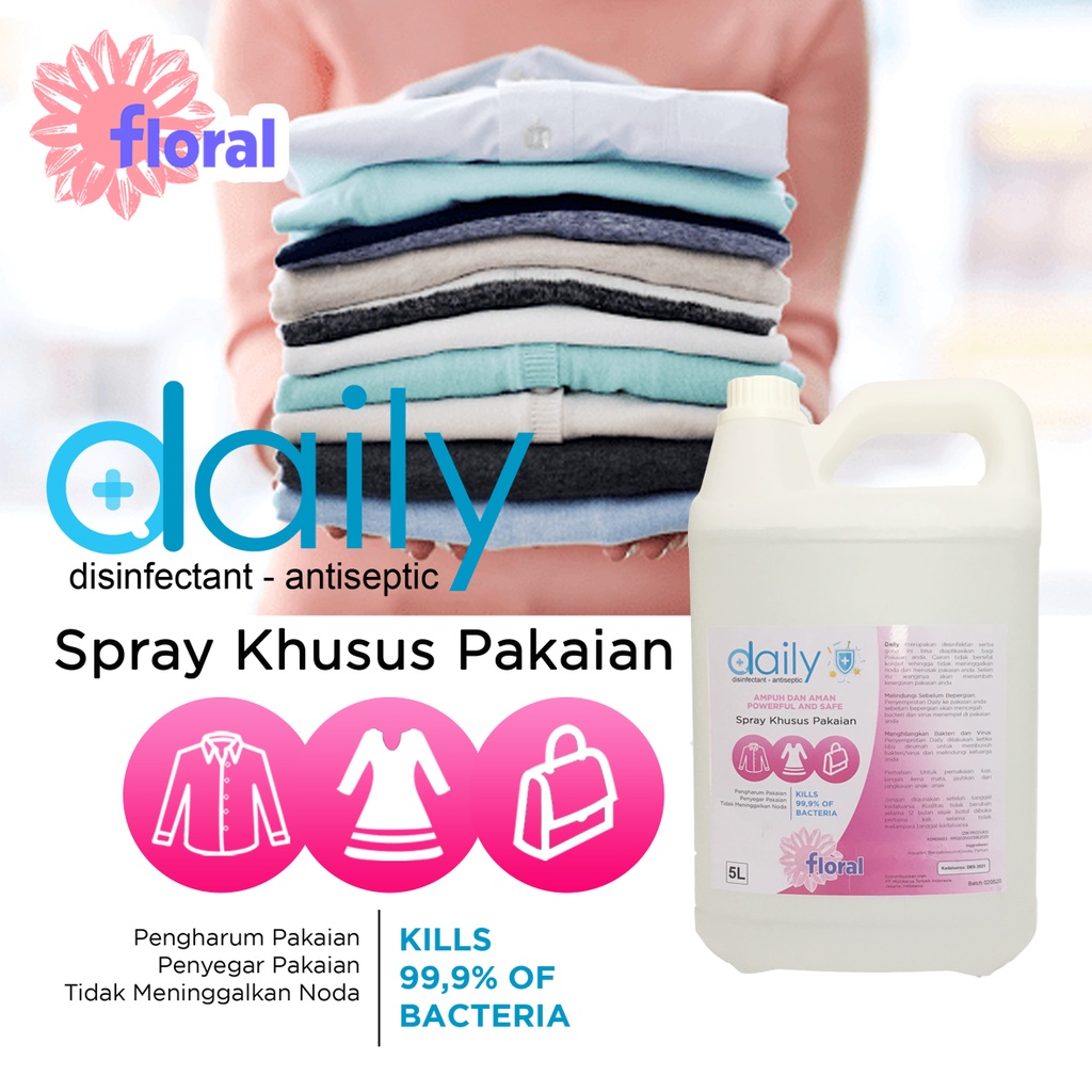 Jual DESINFEKTAN DAILY FABRIC SPRAY ANTISEPTIC 5L KHUSUS UNTUK PAKAIAN ...